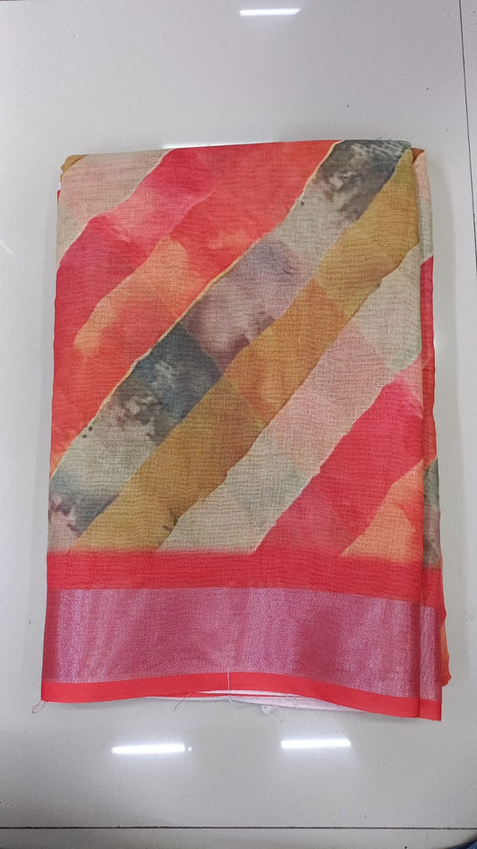 Handloom Recozari Silk Saree – Silver Grey with Ruby Red accents, Silver Zari Border (Design 215)