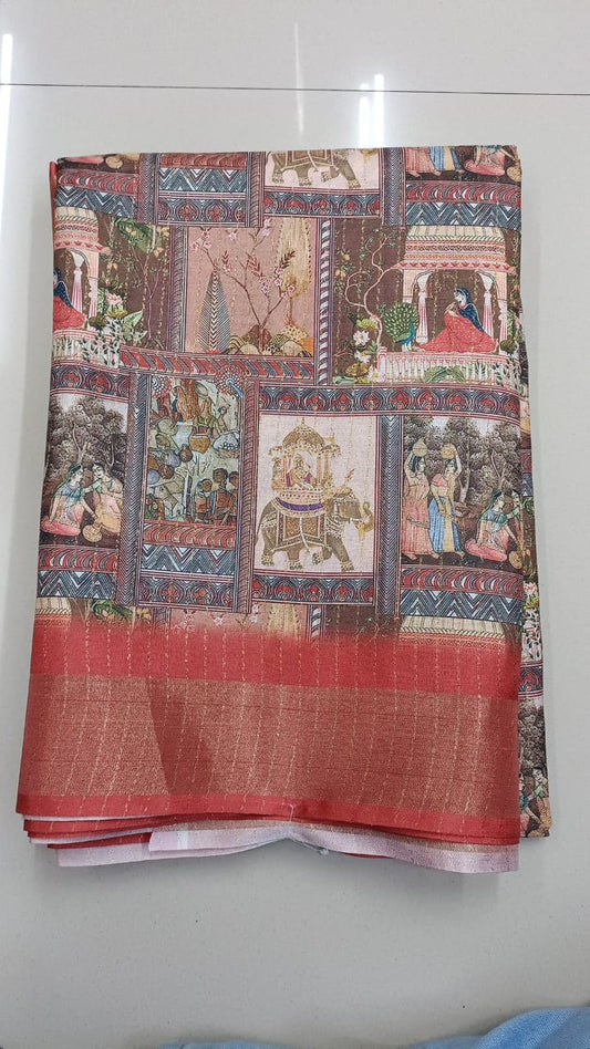 Handloom Recozari Silk Saree – Royal Blue with Mustard Yellow accents, Golden Zari Border (Design 194)