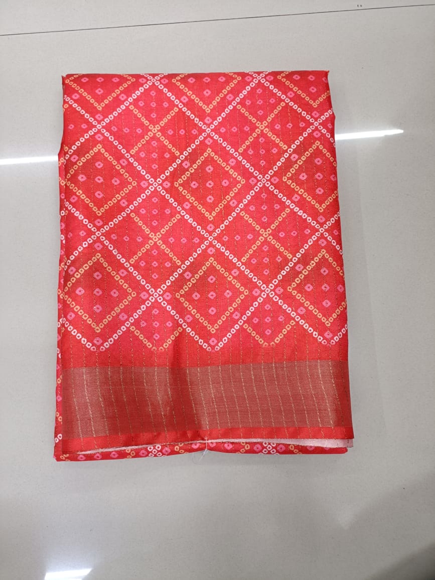 Handloom Recozari Silk Saree – Ruby Red with Silver Grey accents, Silver Zari Border (Design 201)