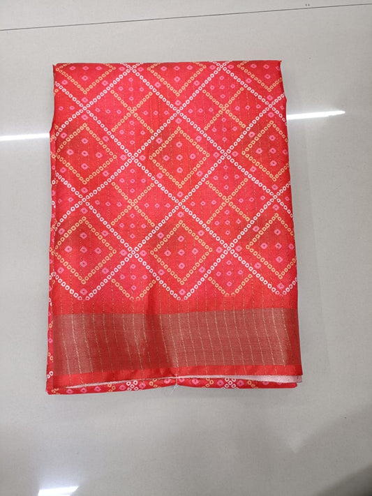 Handloom Recozari Silk Saree – Ruby Red with Silver Grey accents, Silver Zari Border (Design 201)