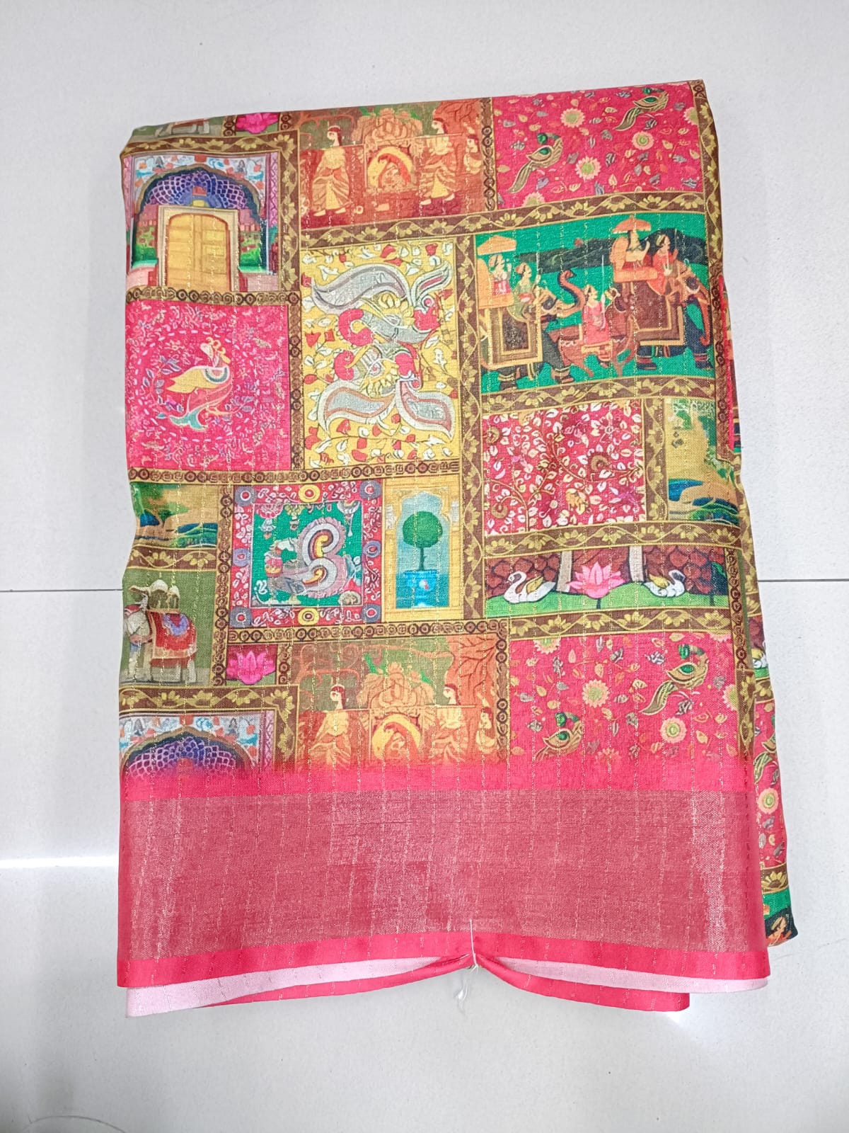 Handloom Recozari Silk Saree – Royal Blue with Aqua Blue accents, Zari Border (Design 018)