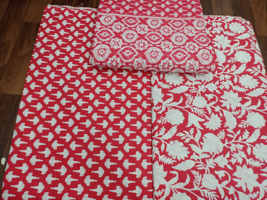 Jaipuri Cotton Block Print 60 40 Fabric Set - Design 150