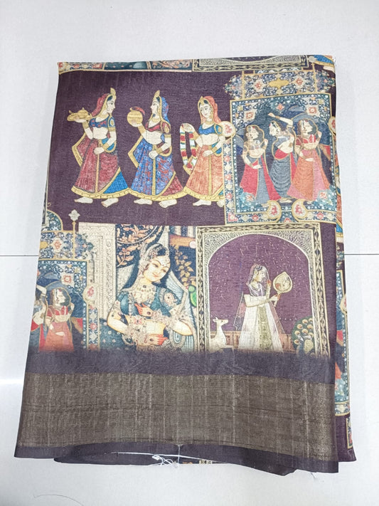 Handloom Recozari Silk Saree – Ruby Red with Lime Green accents, Silver Zari Border (Design 124)