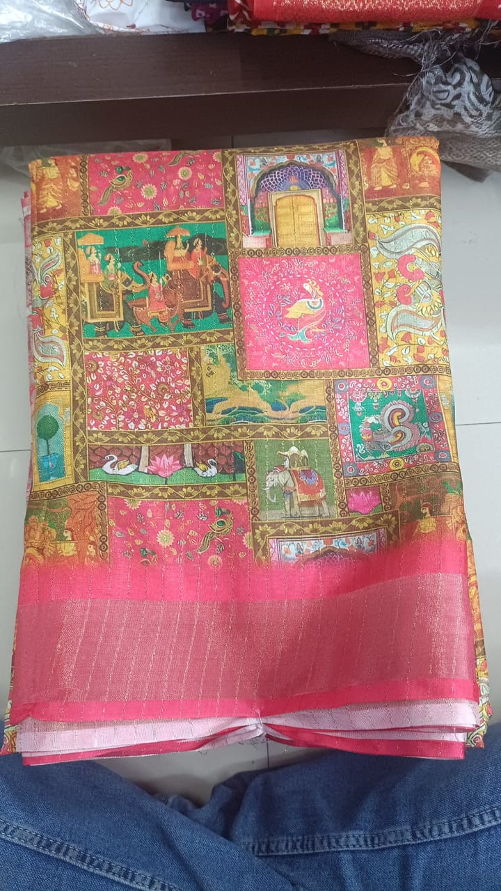 Handloom Recozari Silk Saree – Ruby Red with Crimson Red accents, Silver Zari Border (Design 131)