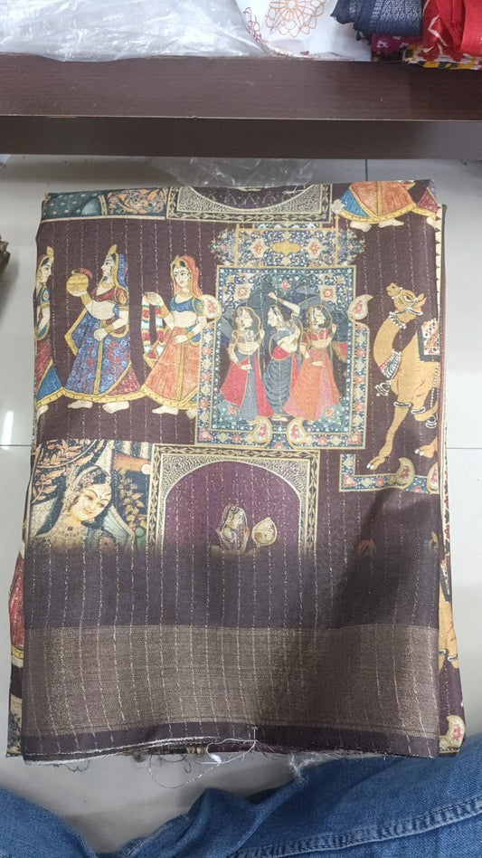 Handloom Recozari Silk Saree – Ruby Red, Silver Zari Border (Design 074)