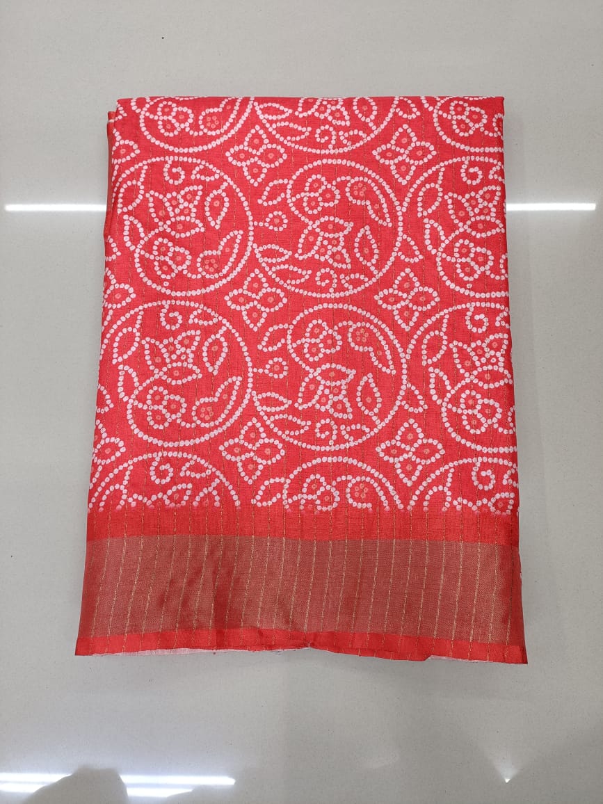 Handloom Recozari Silk Saree – Ruby Red with Silver Grey accents, Silver Zari Border (Design 144)