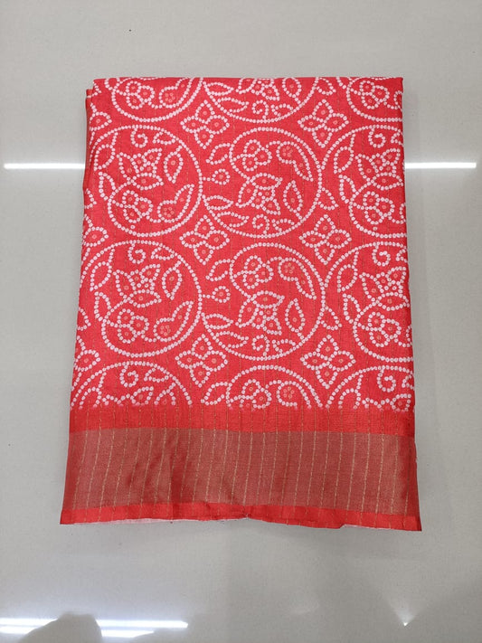 Handloom Recozari Silk Saree – Ruby Red with Silver Grey accents, Silver Zari Border (Design 144)