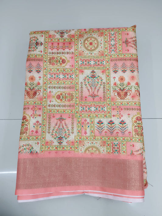 Handloom Recozari Silk Saree – Royal Blue, Silver Zari Border (Design 012)