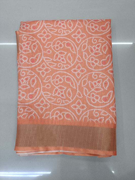 Handloom Recozari Silk Saree – Rust Orange with Aqua Blue accents, Zari Border (Design 005)