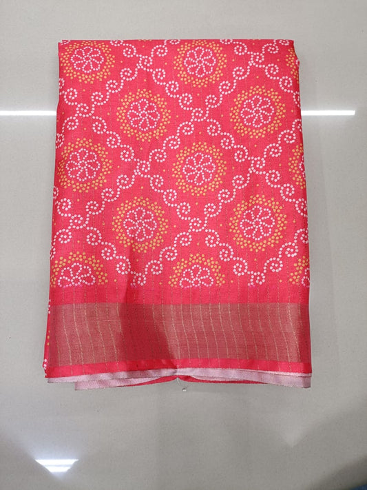 Handloom Recozari Silk Saree – Crimson Red with Rust Orange accents, Zari Border (Design 164)