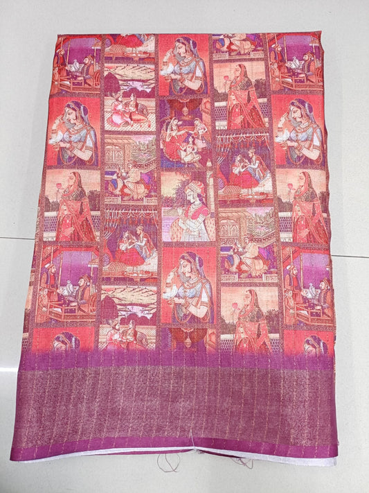 Handloom Recozari Silk Saree – Silver Grey with Aqua Blue accents, Silver Zari Border (Design 212)