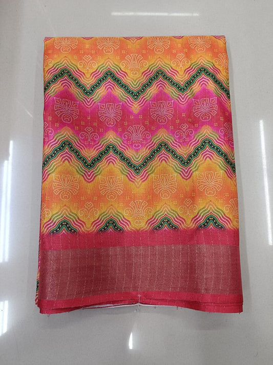 Handloom Recozari Silk Saree – Rust Orange with Bottle Green accents, Zari Border (Design 159)