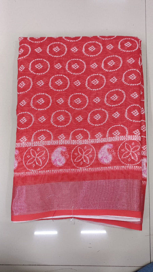 Handloom Recozari Silk Saree – Silver Grey with Ruby Red accents, Silver Zari Border (Design 172)