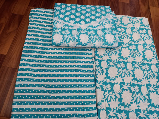 Jaipuri Cotton Block Print 60 40 Fabric Set - Design 160