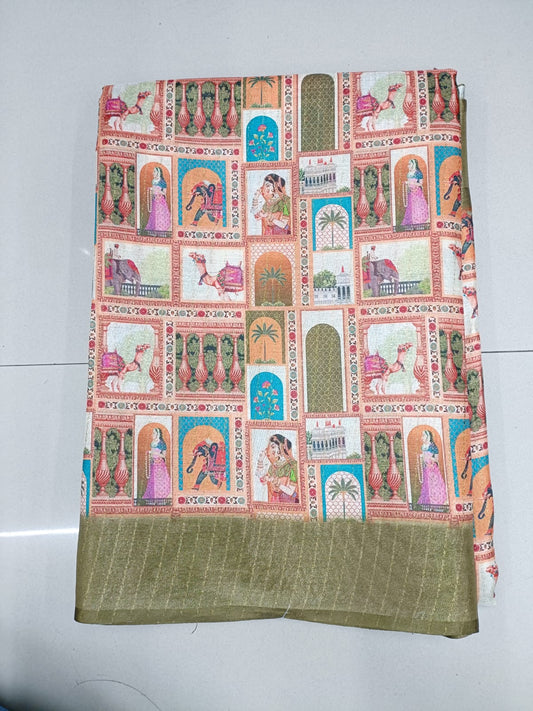 Handloom Recozari Silk Saree – Rust Orange, Zari Border (Design 040)