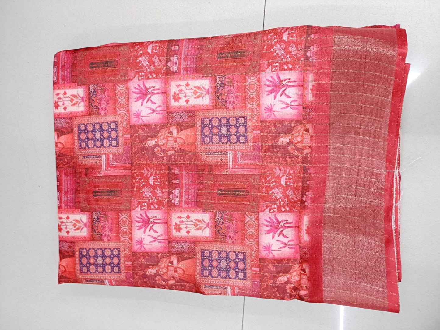 Handloom Recozari Silk Saree – Royal Purple with Silver Grey accents, Silver Zari Border (Design 145)
