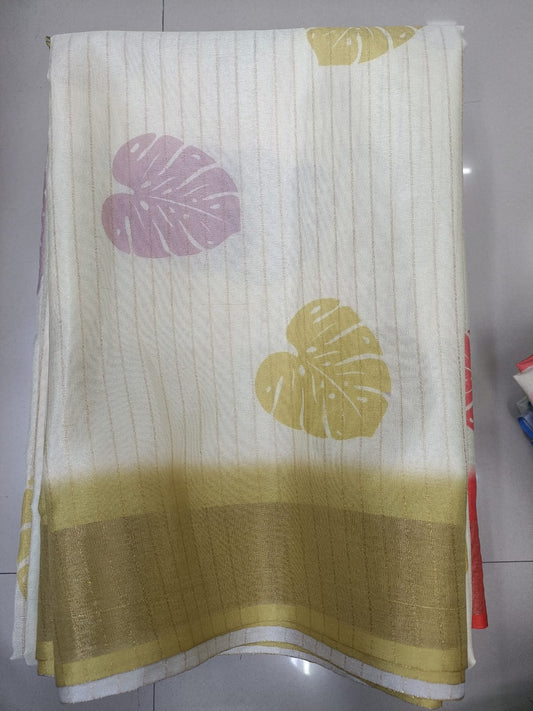 Handloom Recozari Silk Saree – Magenta Pink with Mustard Yellow accents, Silver Zari Border (Design 066)