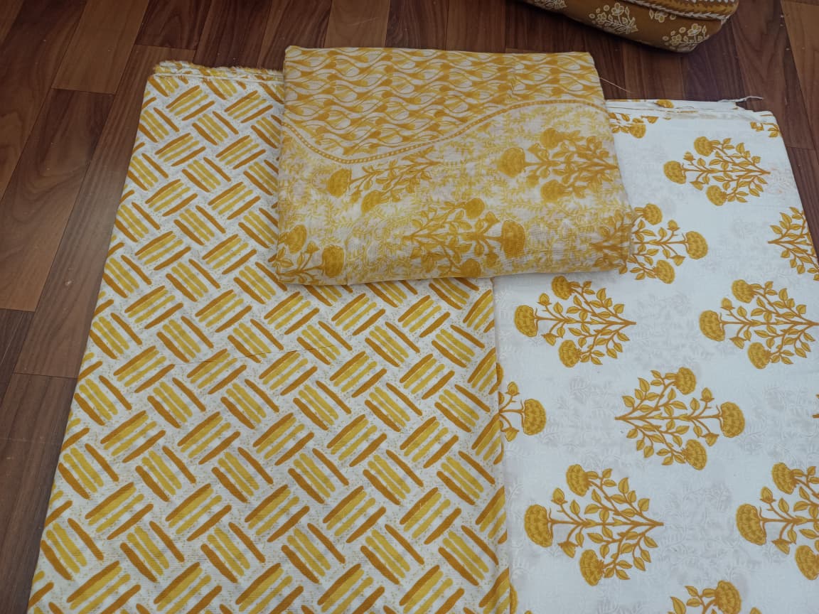 Jaipuri Cotton Block Print 60 40 Fabric Set - Design 178