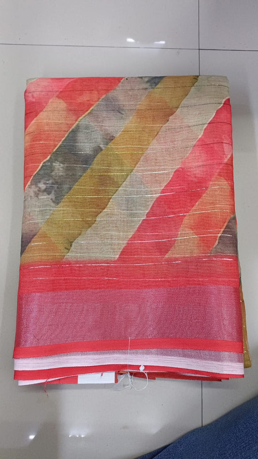Handloom Recozari Silk Saree – Magenta Pink with Ruby Red accents, Silver Zari Border (Design 157)