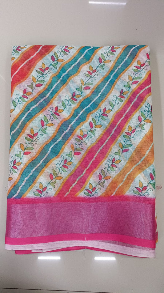 Handloom Recozari Silk Saree – Ruby Red, Silver Zari Border (Design 019)