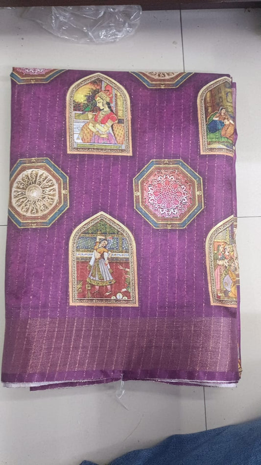 Handloom Recozari Silk Saree – Silver Grey with Ruby Red accents, Silver Zari Border (Design 178)
