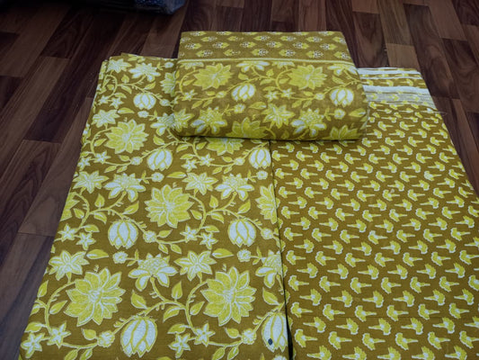 Jaipuri Cotton Block Print 60 40 Fabric Set - Design 147