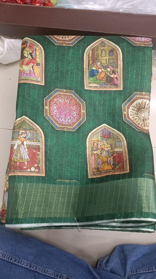 Handloom Recozari Silk Saree – Cobalt Blue with Mustard Yellow accents, Golden Zari Border (Design 199)