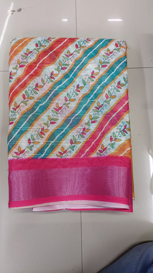 Handloom Recozari Silk Saree – Ruby Red with Silver Grey accents, Silver Zari Border (Design 193)