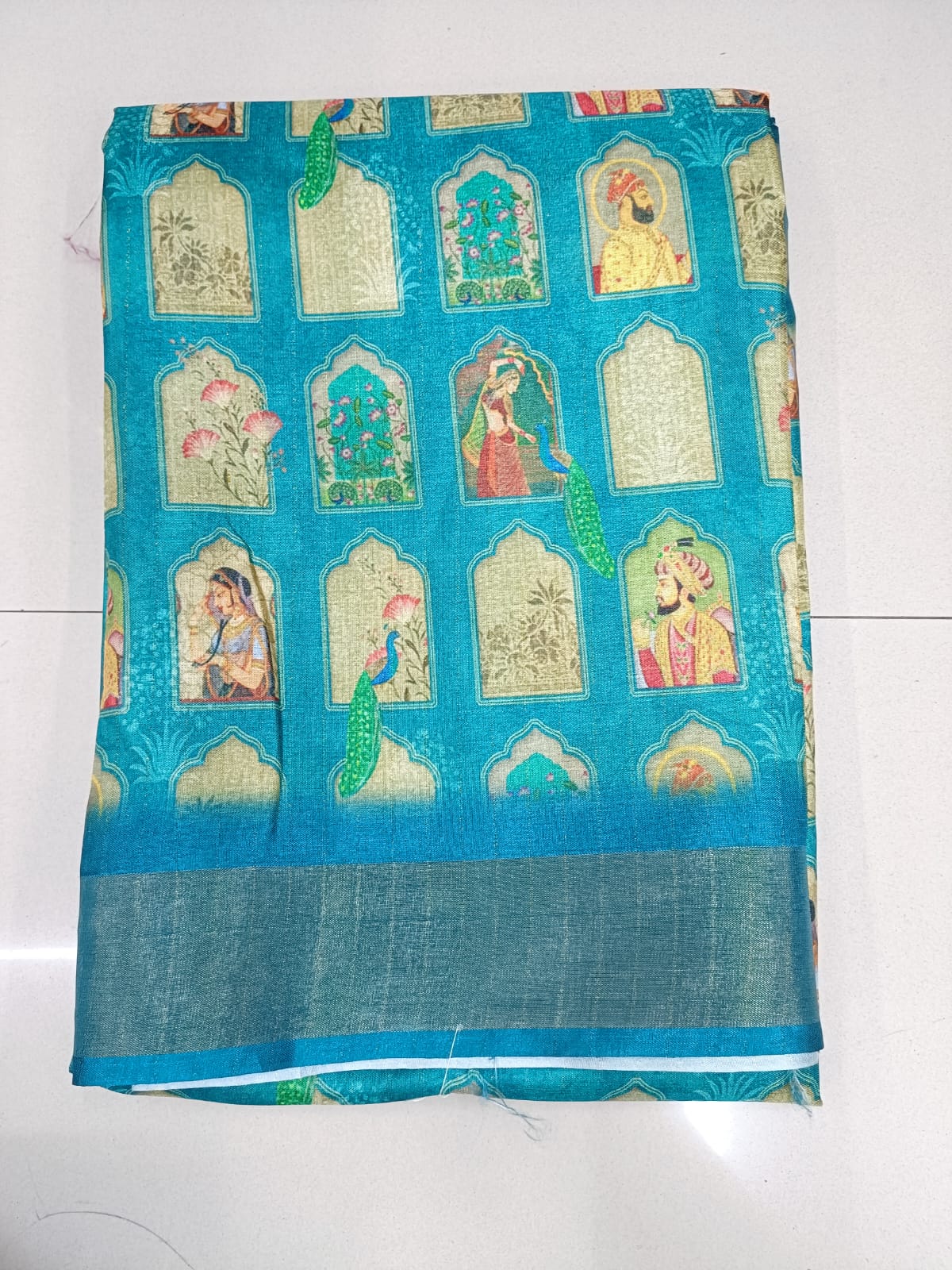 Handloom Recozari Silk Saree – Silver Grey with Ruby Red accents, Silver Zari Border (Design 158)