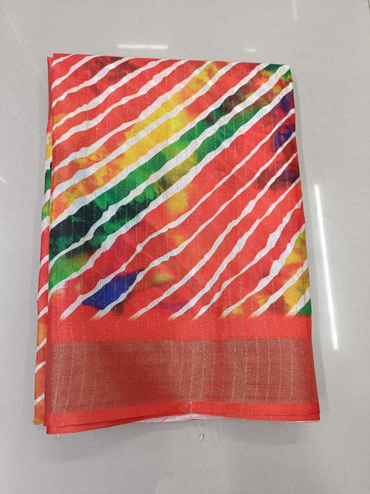 Handloom Recozari Silk Saree – Ruby Red with Crimson Red accents, Silver Zari Border (Design 134)