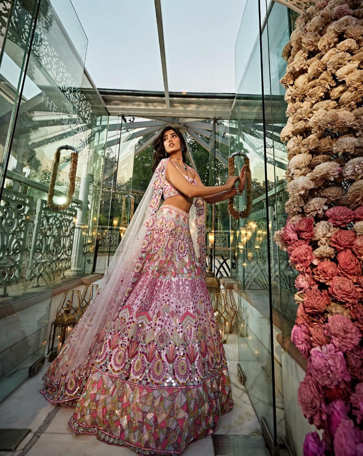 HOS HC - 786 Designer Lehenga – Georgette with Multicolor Thread Embroidery, Sequins & Foil Mirror Work - House Of ShiVisha
