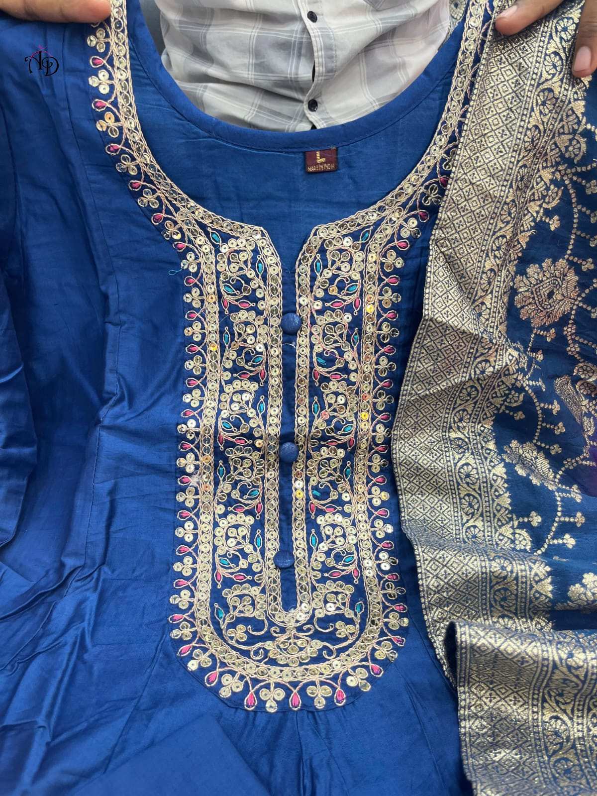 HOS Jashn-E-Bahaaraa Anarkali Set – Flared Banana Silk Kurti with Pant & Banarasi Dupatta - House Of ShiVisha