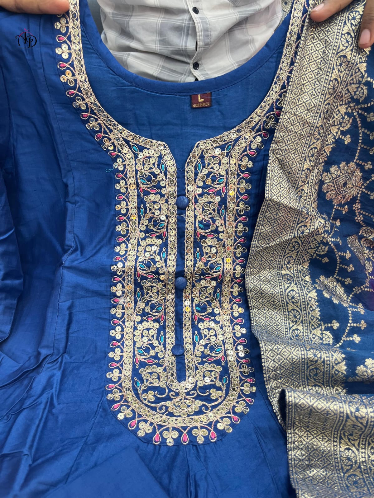 HOS Jashn - E - Bahaaraa Anarkali Set – Flared Banana Silk Kurti with Pant & Banarasi Dupatta - House Of ShiVisha