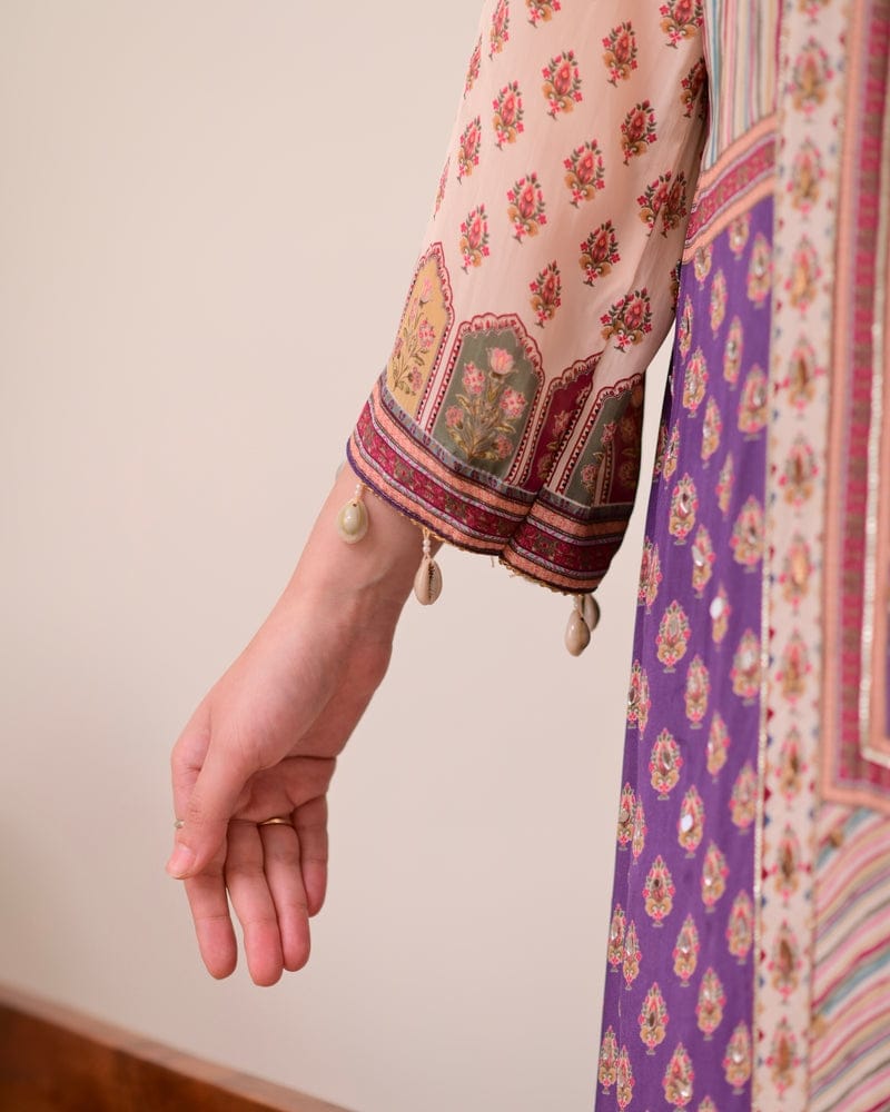 HOS Jasood Anarkali Set – Pure Chinon Kurti with Plazo, Chiffon Dupatta & Moti Mala (2 Color Kodi) - House Of ShiVisha