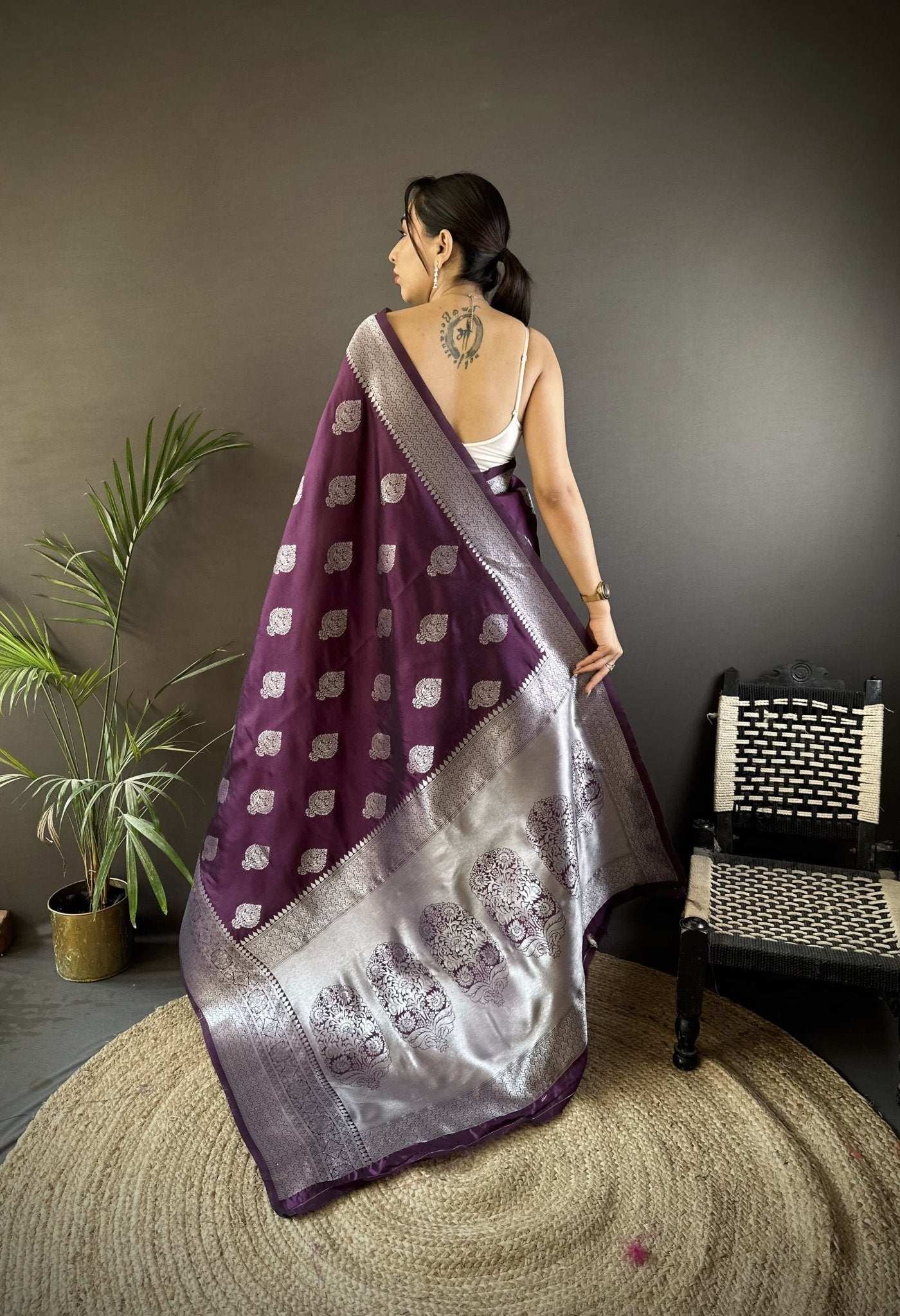 HOS Khwaish Catalogue – Soft Banarasi Silk Saree with Silver Jari Weaving & Rich Pallu - House Of ShiVisha