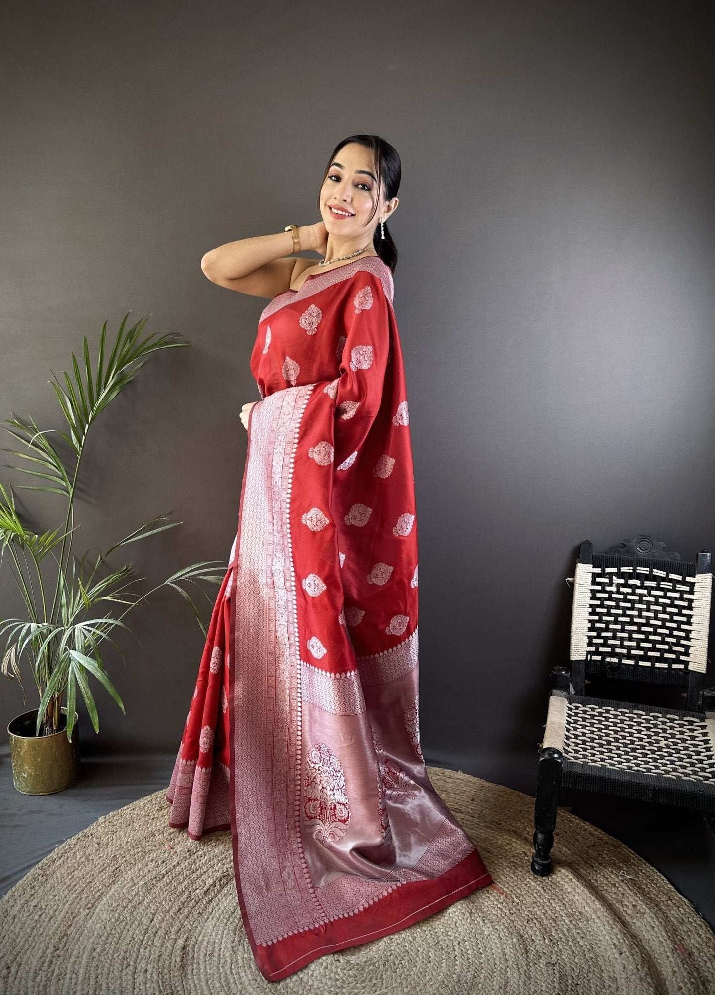 HOS Khwaish Catalogue – Soft Banarasi Silk Saree with Silver Jari Weaving & Rich Pallu - House Of ShiVisha