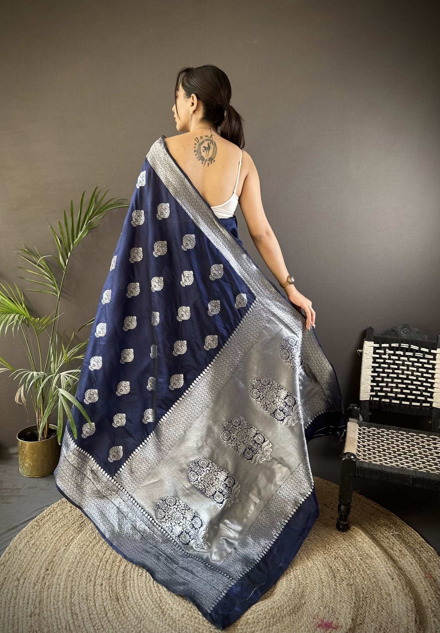 HOS Khwaish Catalogue – Soft Banarasi Silk Saree with Silver Jari Weaving & Rich Pallu - House Of ShiVisha