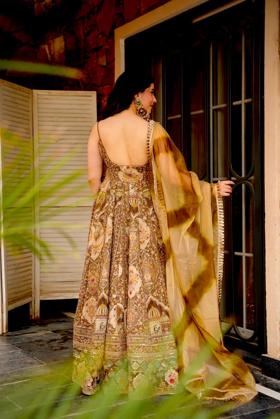 HOS SCnx 11676 Anarkali Gown – Digital Printed Jimmy Organza Silk with Designer Dupatta - House Of ShiVisha