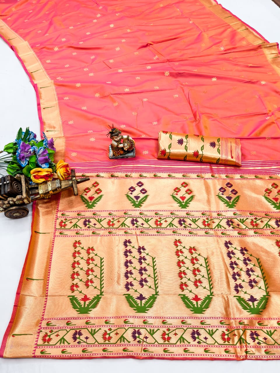 House of ShiVisha RENUKA Catalogue – Paithani Lichi Silk Sarees with Muniya Border & Gold Jari Weaving - House Of ShiVisha