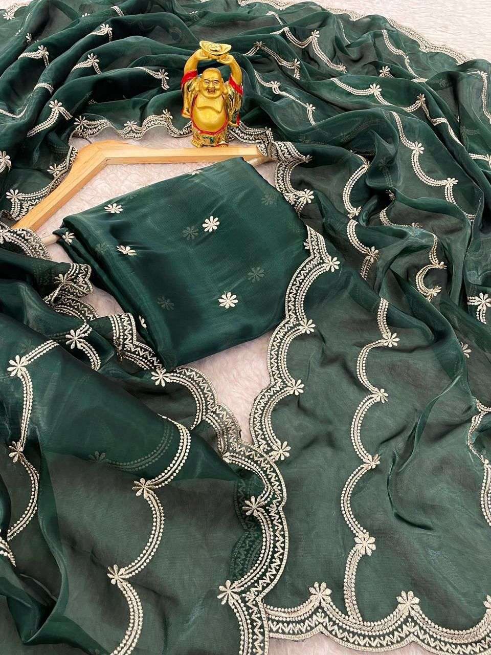 HOS KK-0288 Jimmy Choo Silk Saree with Embroidery & Zari Work - House Of ShiVisha