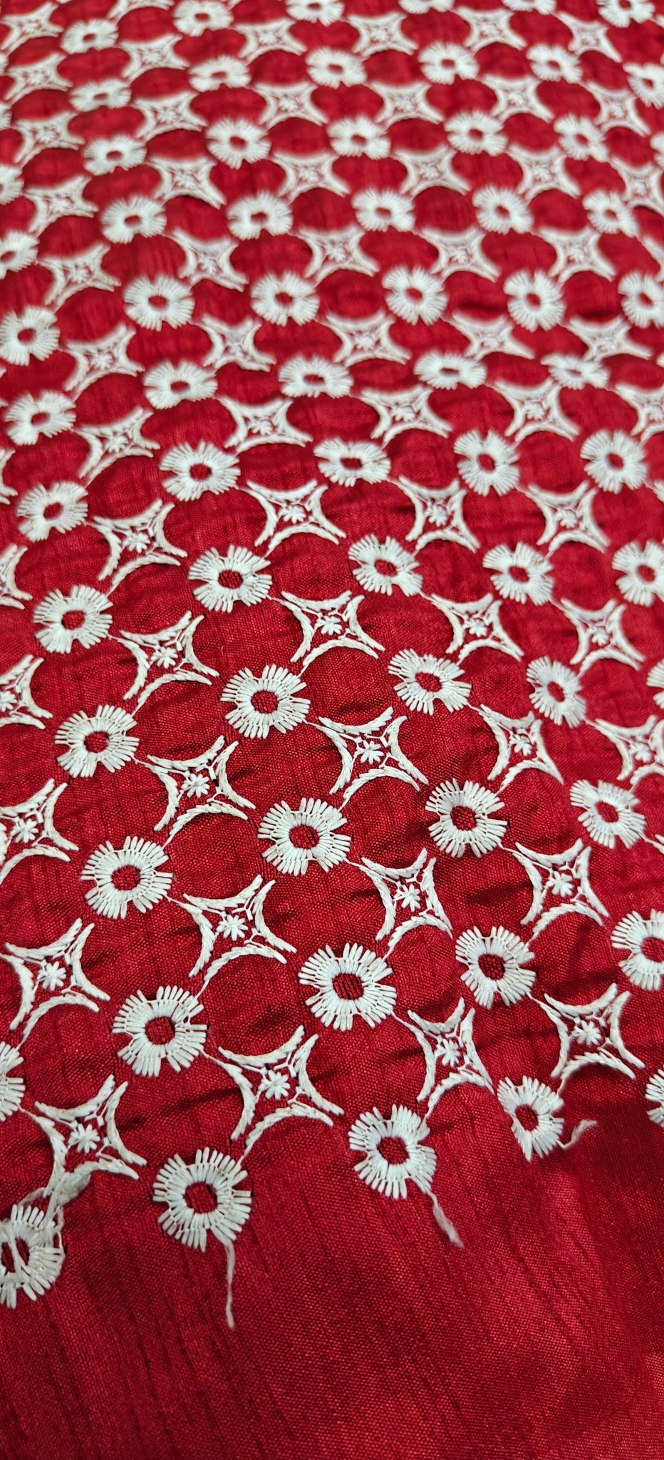 Red Floral Embroidered Fabric – Premium Kurta & Ethnic Wear Material (10 Meter Set) - House Of ShiVishaBoutique FabricDesigner FabricEthnic Wear Fabric